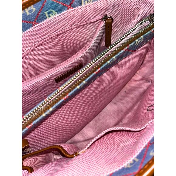 Dooney & Bourke Monogram Canvas Leather Tote Shoulder Bag Crossbody - Picture 5 of 8